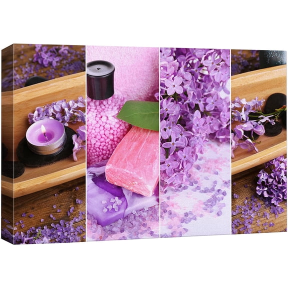 wall26 Canvas Print Wall Art Lavender Flower Blossoms Zen Massage Candles Spa Yoga Nature Photography Realism Rustic Scenic Landscape Colorful for Living Room, Bedroom, Office - 12"x18"