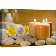 thumbnail image 1 of wall26 Canvas Print Wall Art Lit Spa Candle Trio with Stones &amp; Yellow Blossoms Nature Wilderness Photography Realism Chic Scenic Relax/Calm Multicolor for Living Room, Bedroom, Office - 16$\, 1 of 5