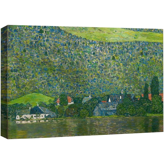 wall26 Canvas Print Wall Art Litzberg on The Attersee, 1914 Gustav Klimt Classic Illustration Fine Art Decorative Vintage Colorful Historic Multicolor Retro for Living Room, Bedroom, Office - 16"