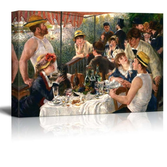 wall26 Canvas Print Wall Art Luncheon Boating Party by Pierre-Auguste Renoir Historic Cultural Illustrations Impressionism Rustic Scenic Colorful Multicolor for Living Room, Bedroom, Office - 12&quot
