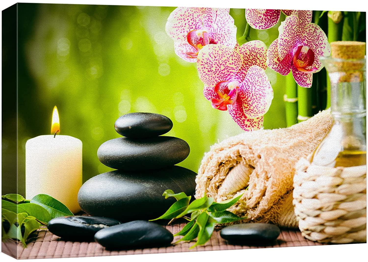 Zen Garden Geometric Canvas Print in Green and Pink