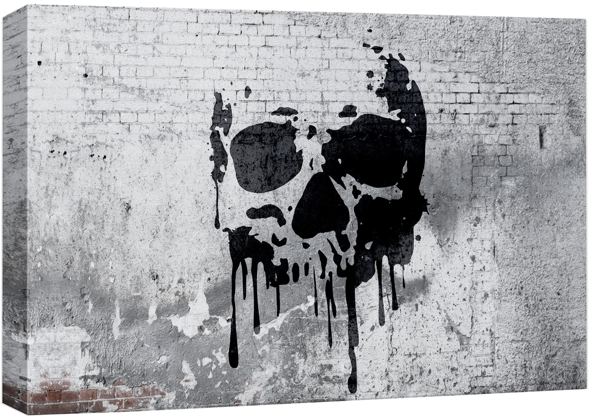 Modern Black and Gray Skull Canvas Wall Art, 12" x 18"