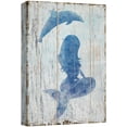 thumbnail image 1 of wall26 Canvas Print Wall Art Mermaid &amp; Dolphin Silhouette on Wood Panels Fantasy &amp; Sci-Fi Ocean Illustrations Modern Art Rustic Scenic Relax/Calm Multicolor for Living Room, Bedroom, Office -, 1 of 5