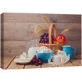 thumbnail image 1 of wall26 Canvas Print Wall Art Milk, Cheese, and Fruit Basket on Wood Panels Food Culinary Photography Modern Rustic Scenic Multicolor Colorful for Living Room, Bedroom, Office - 12"x18", 1 of 5