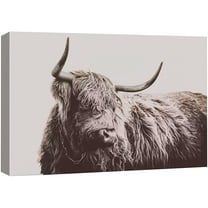 wall26 Canvas Print Wall Art Monochrome Brown Ox Portrait Animals Wilderness Photography Realism Rustic Scenic Relax/Calm Multicolor for Living Room, Bedroom, Office - 32"x48"