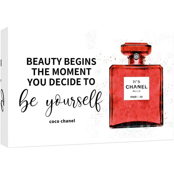 wall26 Canvas Print Wall Art Motivational Message Red French Perfume Bottle Fashion Typography Illustrations Realism Chic Scenic Relax/Calm Multicolor for Living Room, Bedroom, Office - 16"x24&q