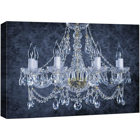 wall26 Canvas Print Wall Art Navy Blue Pattern Crystal Chandelier Decorative Lights Digital Art Realism Stylish Zen Chic Contemporary Boho Relax/Calm for Living Room, Bedroom, Office - 16"x24&qu