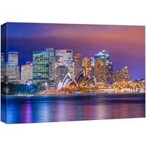 wall26 Canvas Print Wall Art Neon Light Sunset Sydney Australia Architecture Cityscape Photography Realism Scenic Landscape Modern Relax/Calm Colorful for Living Room, Bedroom, Office - 12"x18&q