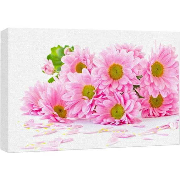 wall26 Canvas Print Wall Art Neon Pink Vibrant Gerbera Daisy Flowers Nature Floral Photography Realism Botanical Wilderness Zen Rustic Colorful Decorative for Living Room, Bedroom, Office - 16"x
