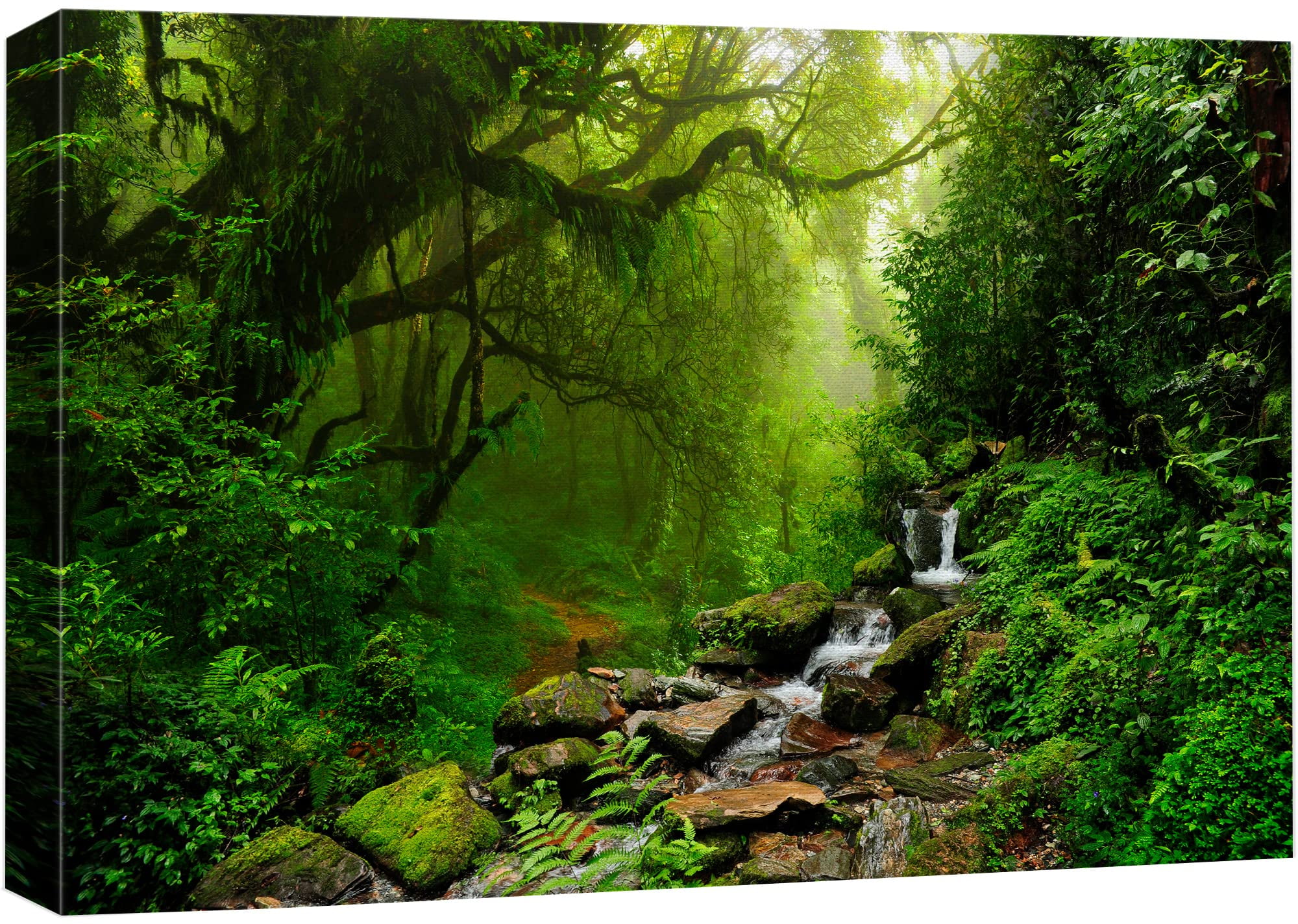 wall26 Canvas Print Wall Art Nepal Green Forest & Waterfall Nature — free download