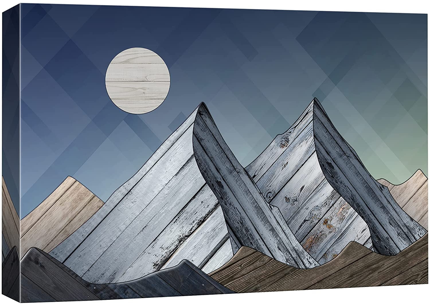 wall26 Canvas Print Wall Art Night Sky with Moon Overlooking Snowy ...