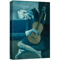 wall26 Canvas Print Wall Art The Old Guitarist by Pablo Picasso Cultural People Oil Painting Fine Art Traditional Dramatic Multicolor Ultra for Living Room, Bedroom, Office - 12"x18"