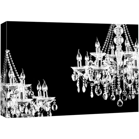 wall26 Canvas Print Wall Art Ornate Black &amp; White Chandelier Duo Decorative Lights Digital Art Modern Art Chic Relax/Calm Multicolor for Living Room, Bedroom, Office - 24"x36"