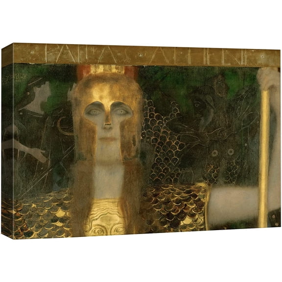 wall26 Canvas Print Wall Art Pallas Athena, 1898 Gustav Klimt Classic Illustrations Fine Art Decorative Vintage Colorful Historic Multicolor Retro for Living Room, Bedroom, Office - 24"x36"