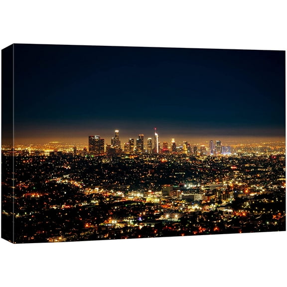 wall26 Canvas Print Wall Art Panoramic Los Angeles California Architecture Cityscape Photography Realism Rustic Scenic Landscape Modern Relax/Calm Colorful for Living Room, Bedroom, Office - 16"