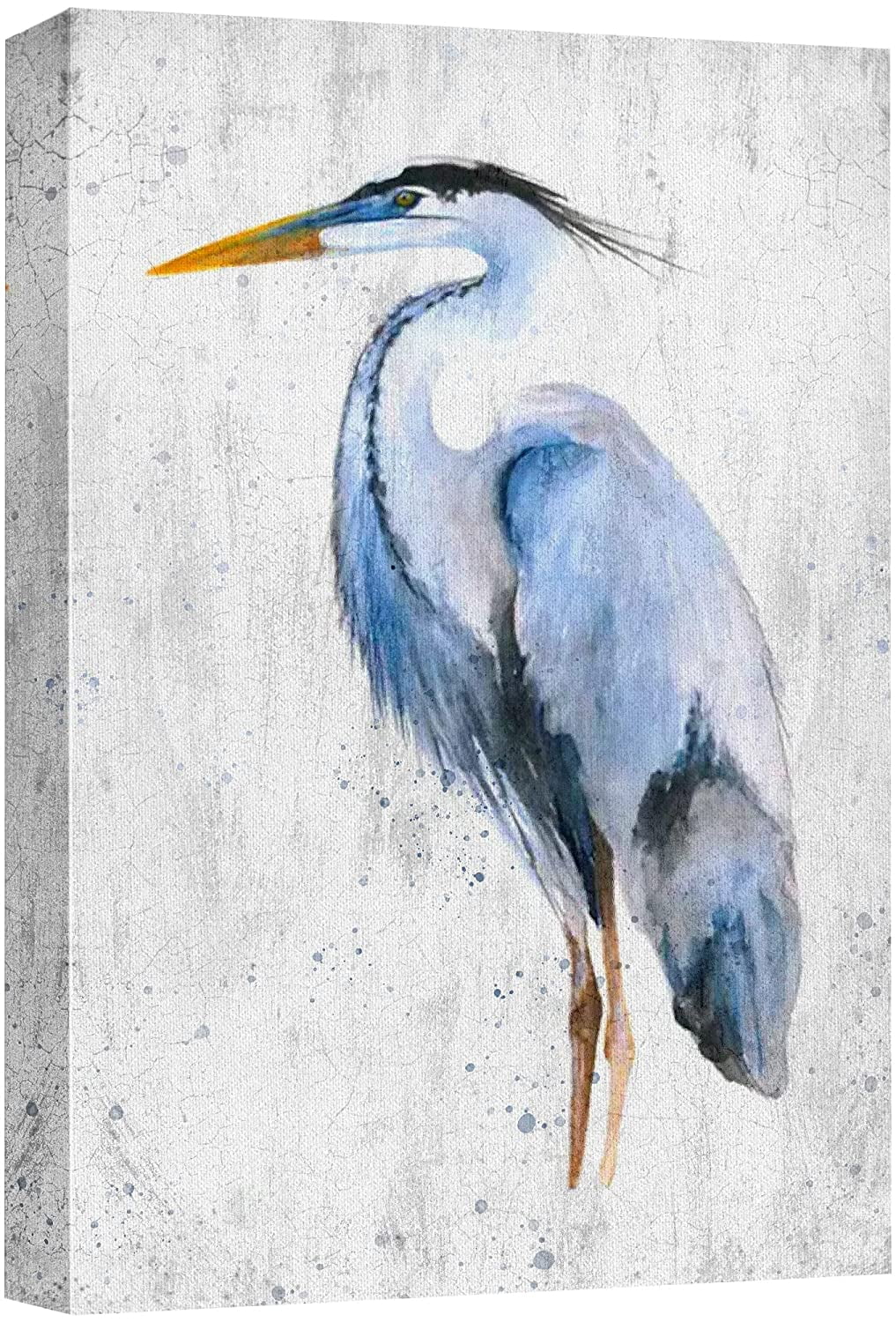 Pastel Blue Watercolor Crane Bird Canvas Art 24" x 36"