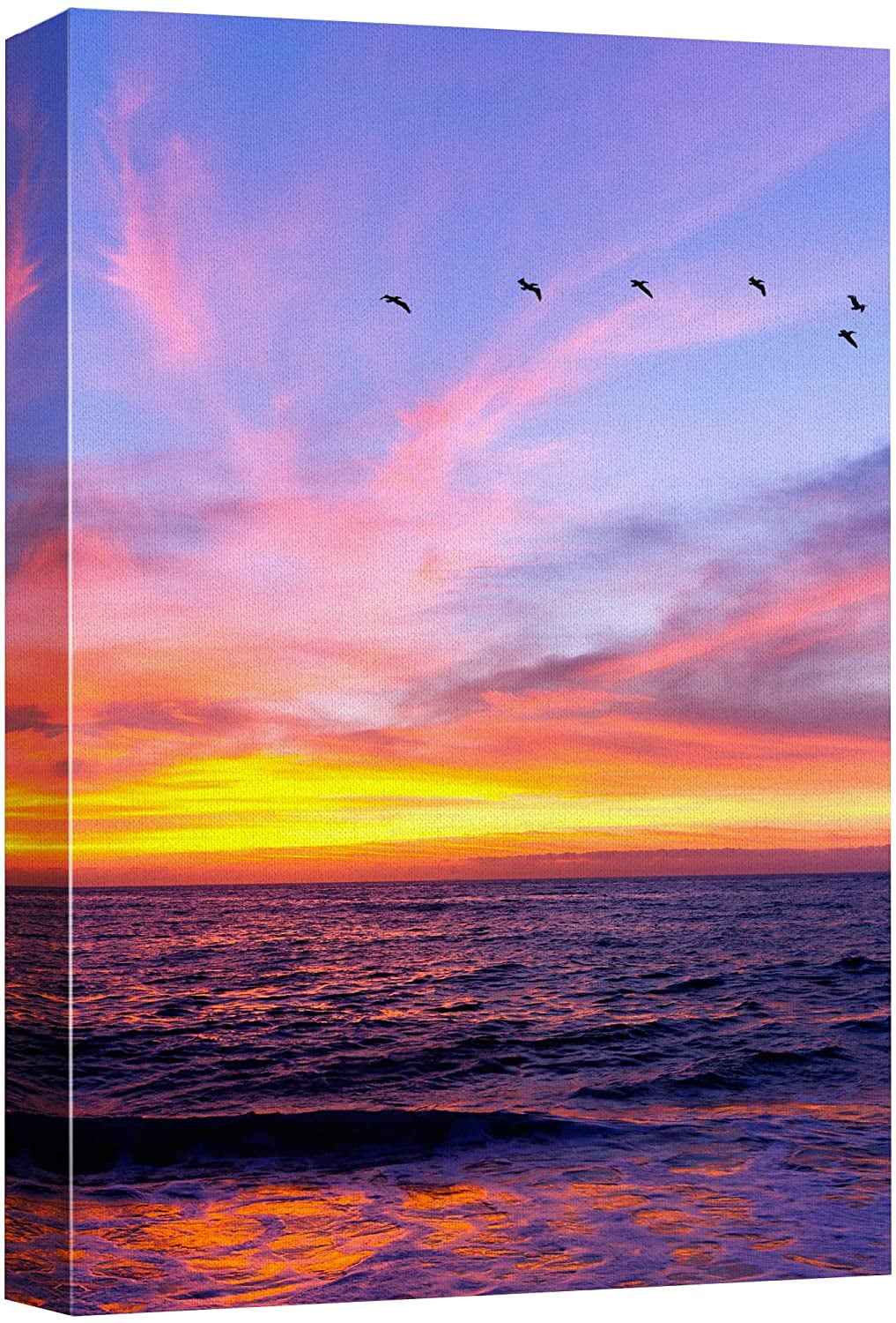 wall26 Canvas Print Wall Art Pastel Purple Sunset Ocean Horizon Sky ...