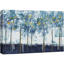 wall26 Canvas Print Wall Art Pastel Watercolor Blue Gold Forest Tree Landscape Nature Wilderness Illustrations Modern Art Farmhouse/Country for Living Room, Bedroom, Office - 16"x24"