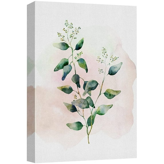 wall26 Canvas Print Wall Art Pastel Watercolor Green & White Forest Plant Floral Botanical Illustrations Modern Art Rustic Chic Relax/Calm for Living Room, Bedroom, Office - 32"x48"