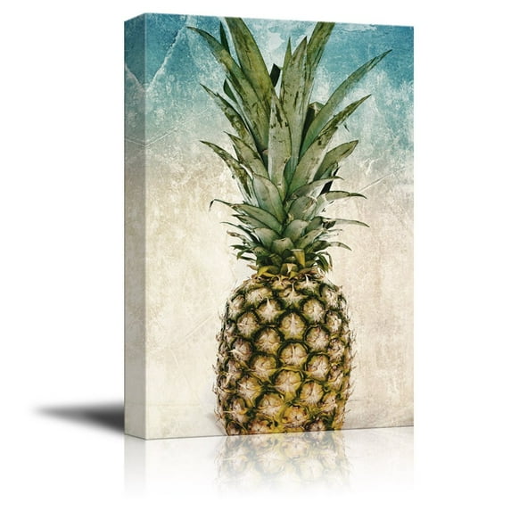 wall26 Canvas Print Wall Art - Pineapple on Abstract Background - Gallery Wrap Modern Home Art | Ready to Hang - 12x18 inches