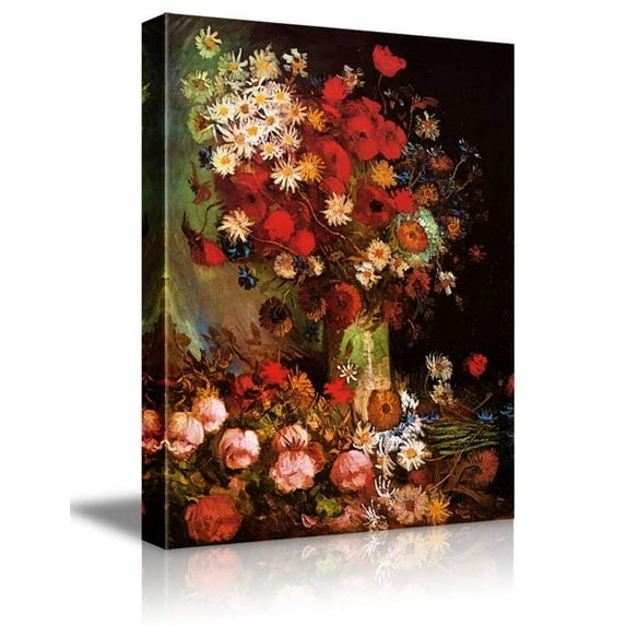 wall26 Canvas Print Wall Art Poppy Flowers by Master Artist Vincent Van Gogh Nature Wilderness Illustrations Fine Art Relax/Calm Multicolor for Living Room, Bedroom, Office - 16"x24"