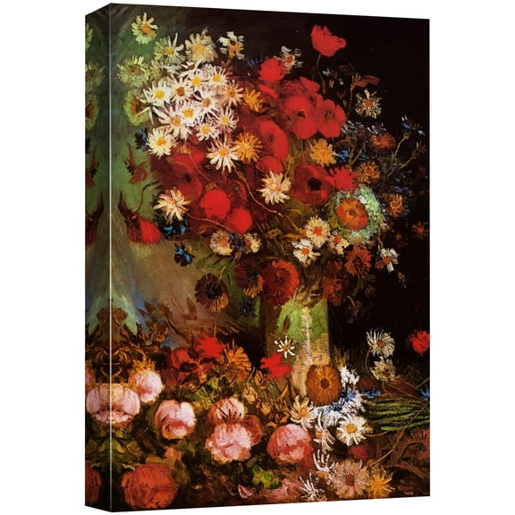 wall26 Canvas Print Wall Art Poppy Flowers by Master Artist Vincent Van Gogh Nature Wilderness Illustrations Fine Art Relax/Calm Multicolor for Living Room, Bedroom, Office - 24"x36"