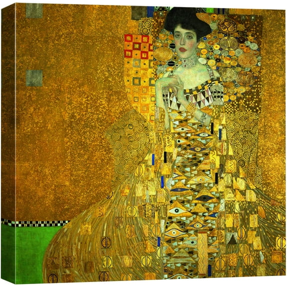 wall26 Canvas Print Wall Art Portrait of Adele Bloch-Bauer I by Gustav Klimt Historic Cultural Illustrations Fine Art Traditional Scenic Dramatic Colorful for Living Room, Bedroom, Office - 16"x