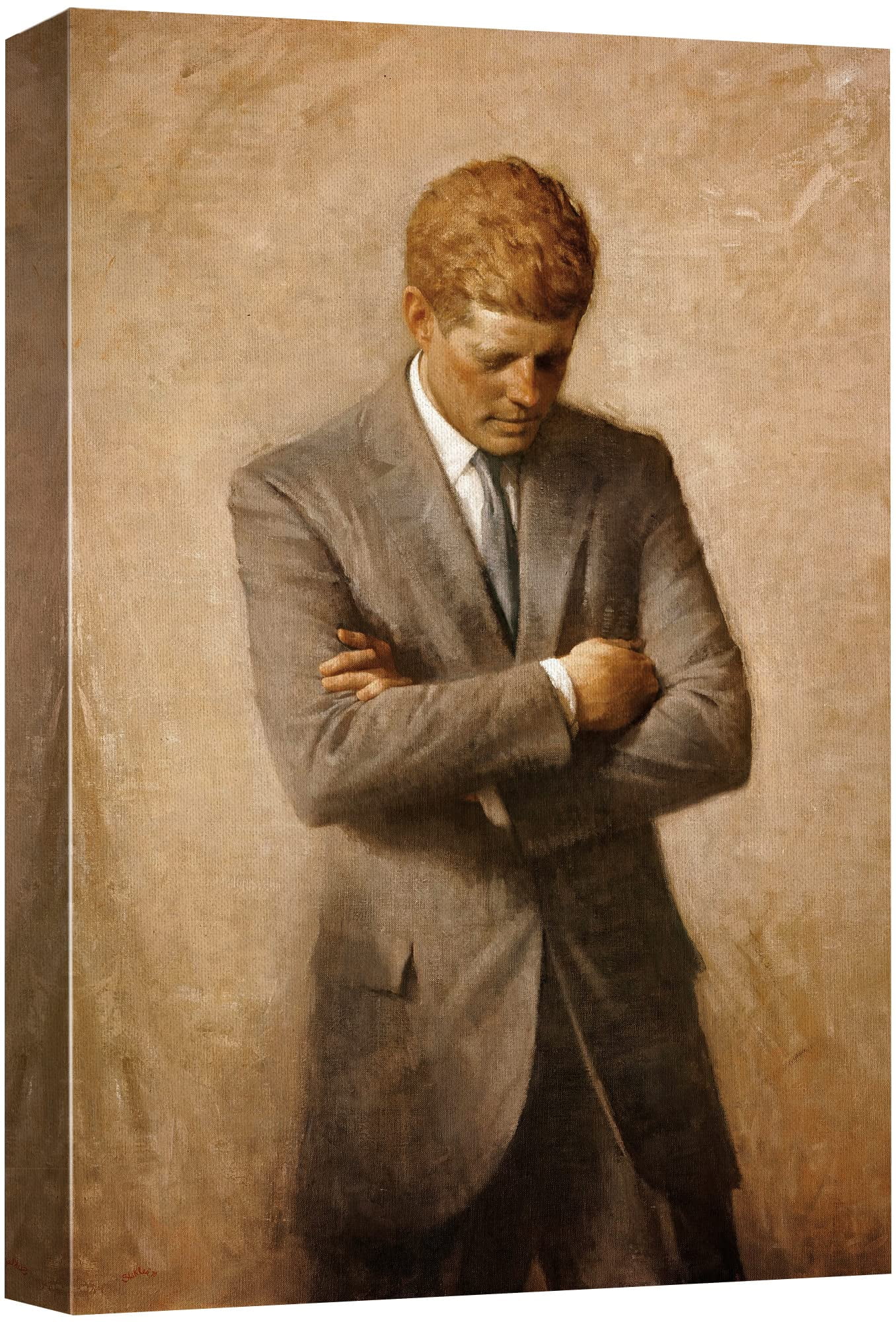 John F. Kennedy Portrait Canvas Wall Art in Gray Suit - 16" x 24"