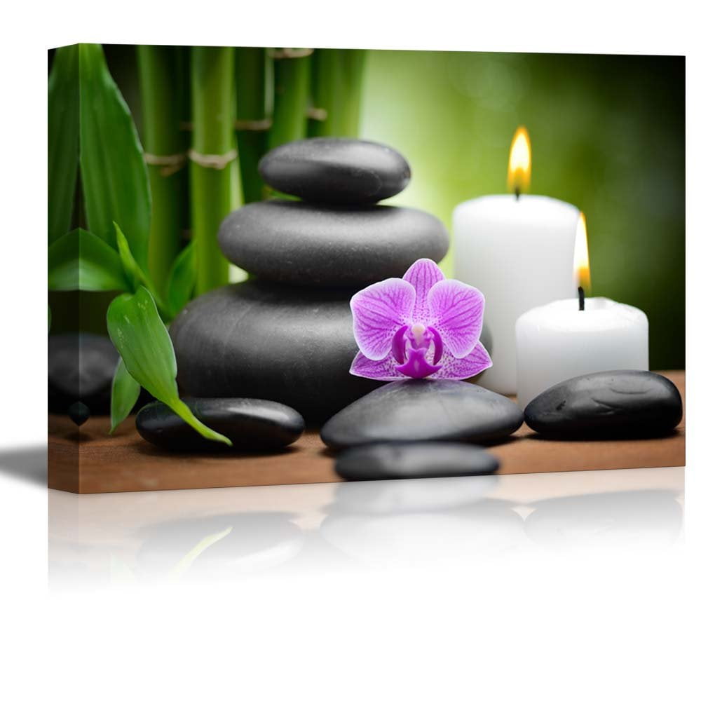  Purple Zen Wall Art Spa Bathroom Decor Canvas Prints Lavender  Candles Stone Painting Pictures Wall Decor Framed Modern Artwork Decor for  Bathroom Living Room 16x20: Posters & Prints