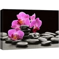 thumbnail image 1 of wall26 Canvas Print Wall Art Purple Orchid Flowers Zen Black Beach Pebbles Nature Wilderness Photography Realism Rustic Landscape Colorful Neon Multicolor for Living Room, Bedroom, Office - 12"x, 1 of 5
