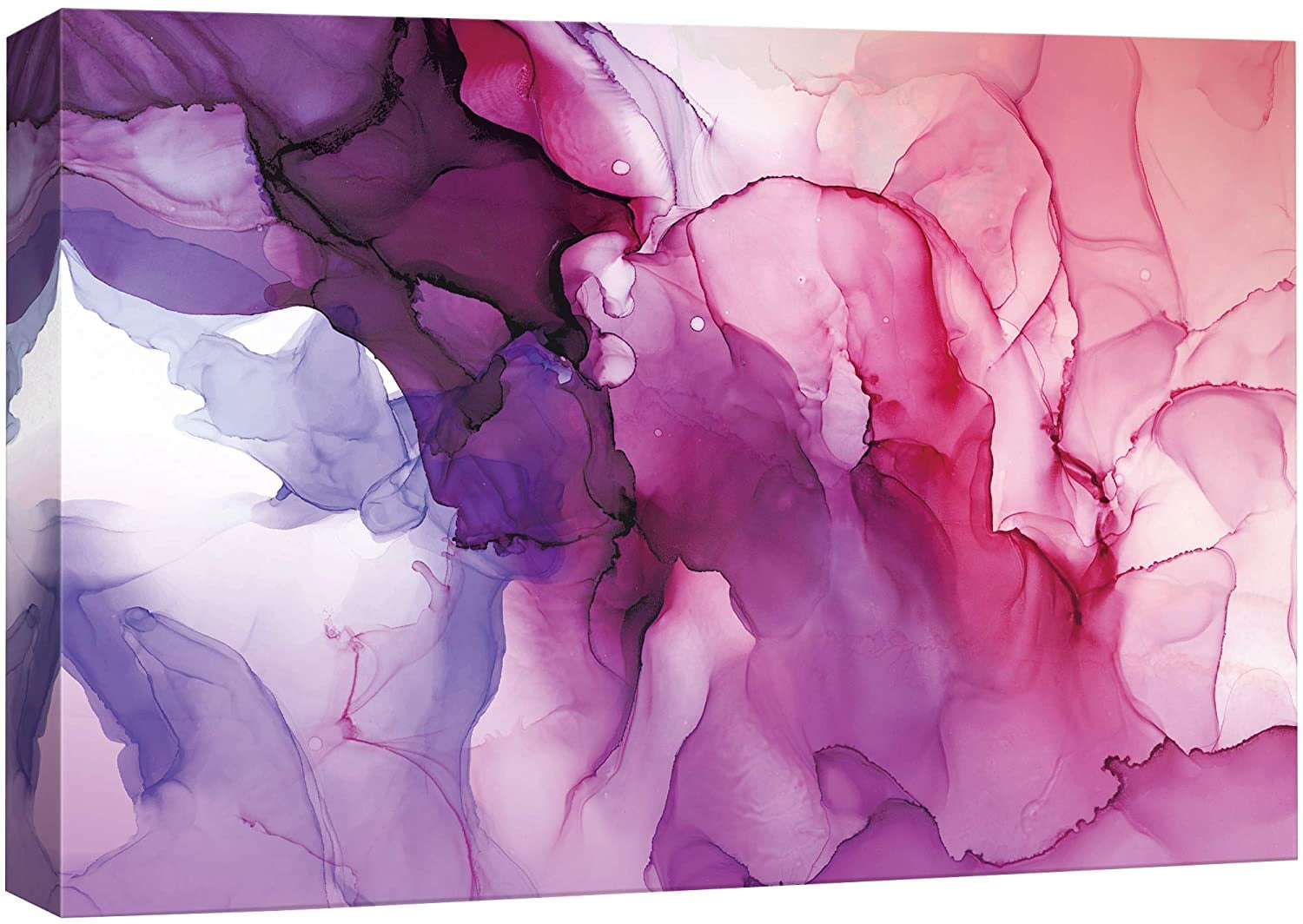 wall26 Canvas Print Wall Art Purple, Pink & Blue Watercolor Smoke Collage Abstract Shapes