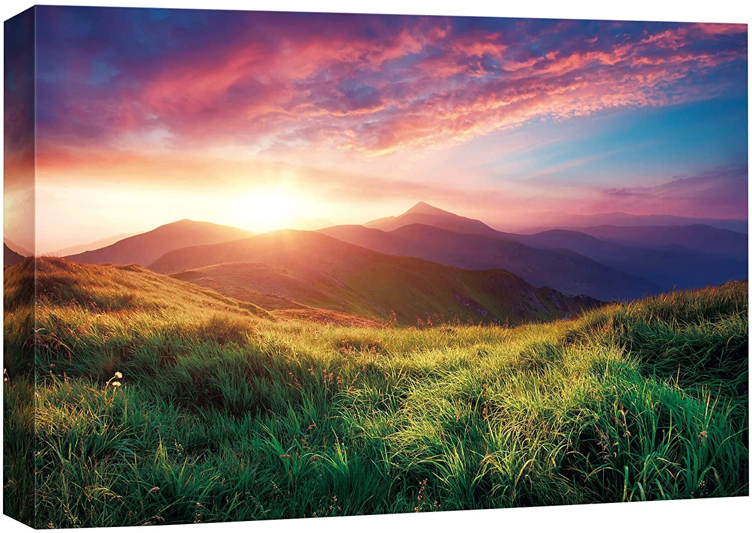 wall26 Canvas Print Wall Art Purple and Red Sunrise Over Blue