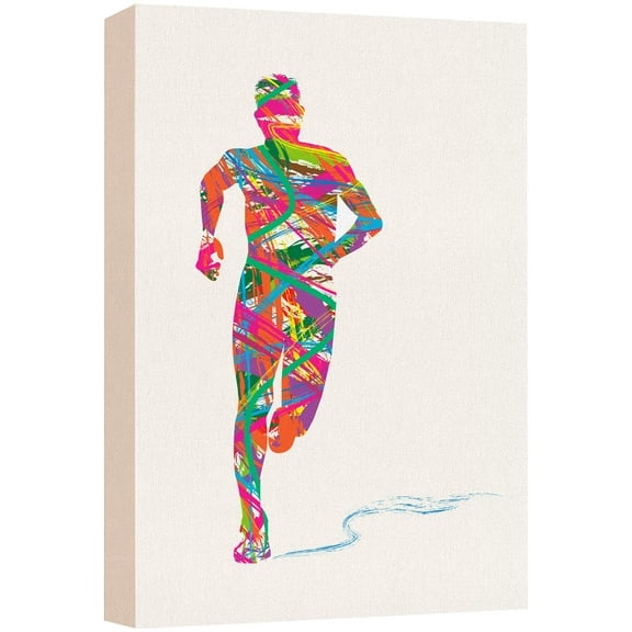 wall26 Canvas Print Wall Art Rainbow Explosion Paint Stroke Runner Sports Athletes Digital Art Modern Art Rustic Scenic Urban Exercise Colorful for Living Room, Bedroom, Office - 24"x36"
