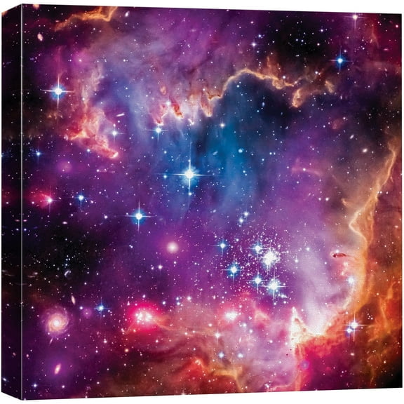 wall26 Canvas Print Wall Art Rainbow Orange, Green &amp; Blue Nebula Galaxy Astronomy &amp; Space Sky Digital Art Modern Art Global Scenic Colorful Multicolor for Living Room, Bedroom, Office - 12&qu