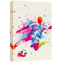 wall26 Canvas Print Wall Art Rainbow Paint Splatter Soccer Player Sports Athletes Digital Art Modern Art Rustic Scenic Urban Exercise Colorful for Living Room, Bedroom, Office - 16"x24"
