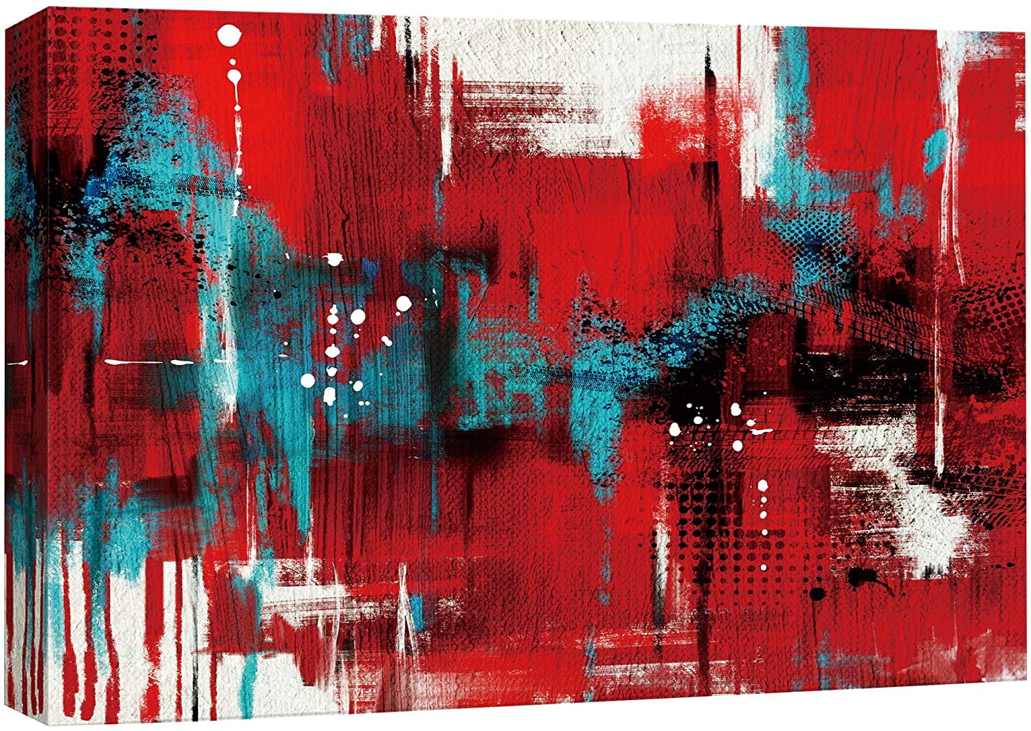 wall26 Canvas Print Wall Art Red, Blue, Black and White Color Blocks