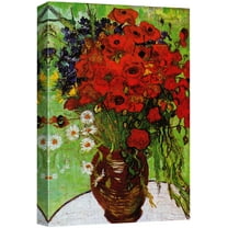wall26 Canvas Print Wall Art Red Poppies & Daisies by Master Artist Vincent Van Gogh Nature Wilderness Illustrations Fine Art Relax/Calm Multicolor for Living Room, Bedroom, Office - 32"x48&