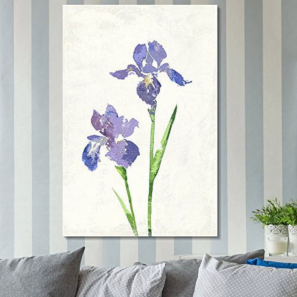 wall26 Canvas Print Wall Art Retro Style Purple Iris Duo Floral Botanical  Illustrations Realism Chic Scenic Relax/Calm Multicolor Cool for Living  Room, Bedroom, Office 12quot;x18quot;