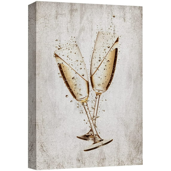 wall26 Canvas Print Wall Art Retro Vintage Champagne Celebration Drinks & Cocktails Alcohol Digital Art Modern Art Decorative Bohemian Chic Kitchen/Food for Living Room, Bedroom, Office - 24"
