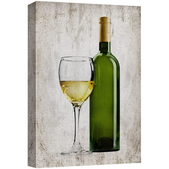 wall26 Canvas Print Wall Art Retro Vintage Italian White Wine Glass Drinks & Cocktails Alcohol Digital Art Modern Art Decorative Bohemian Chic Kitchen/Food for Living Room, Bedroom, Office - 24&q