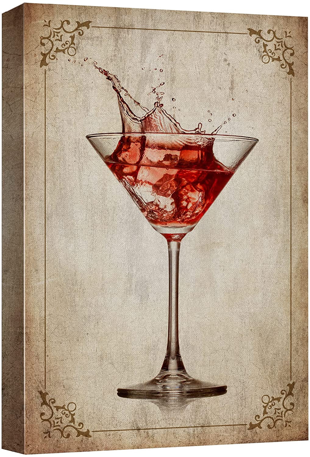 wall26 Canvas Print Wall Art Retro Vintage Martini Glass Red Wine Drinks  &amp; Cocktails Alcohol Digital Art Modern Art Decorative Bohemian Chic  Kitchen/Food for Living Room, Bedroom, Office - 16&quo - Walmart.com