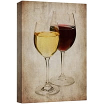 wall26 Canvas Print Wall Art Retro Vintage Red White Wine Glasses Drinks & Cocktails Alcohol Digital Art Modern Art Decorative Bohemian Chic Kitchen/Food for Living Room, Bedroom, Office - 32&quo