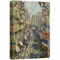 wall26 Canvas Print Wall Art The Rue Montorgueil in Paris by Claude Monet Historic Cultural Illustrations Impressionism Scenic Colorful Multicolor for Living Room, Bedroom, Office - 24"x36"