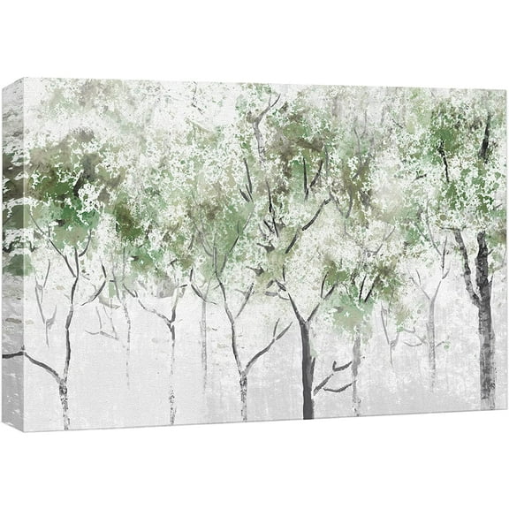 wall26 Canvas Print Wall Art Rustic Pastel Green Spring Forest Tree Landscape Nature Wilderness Illustrations Modern Art Farmhouse/Country for Living Room, Bedroom, Office - 12"x18"