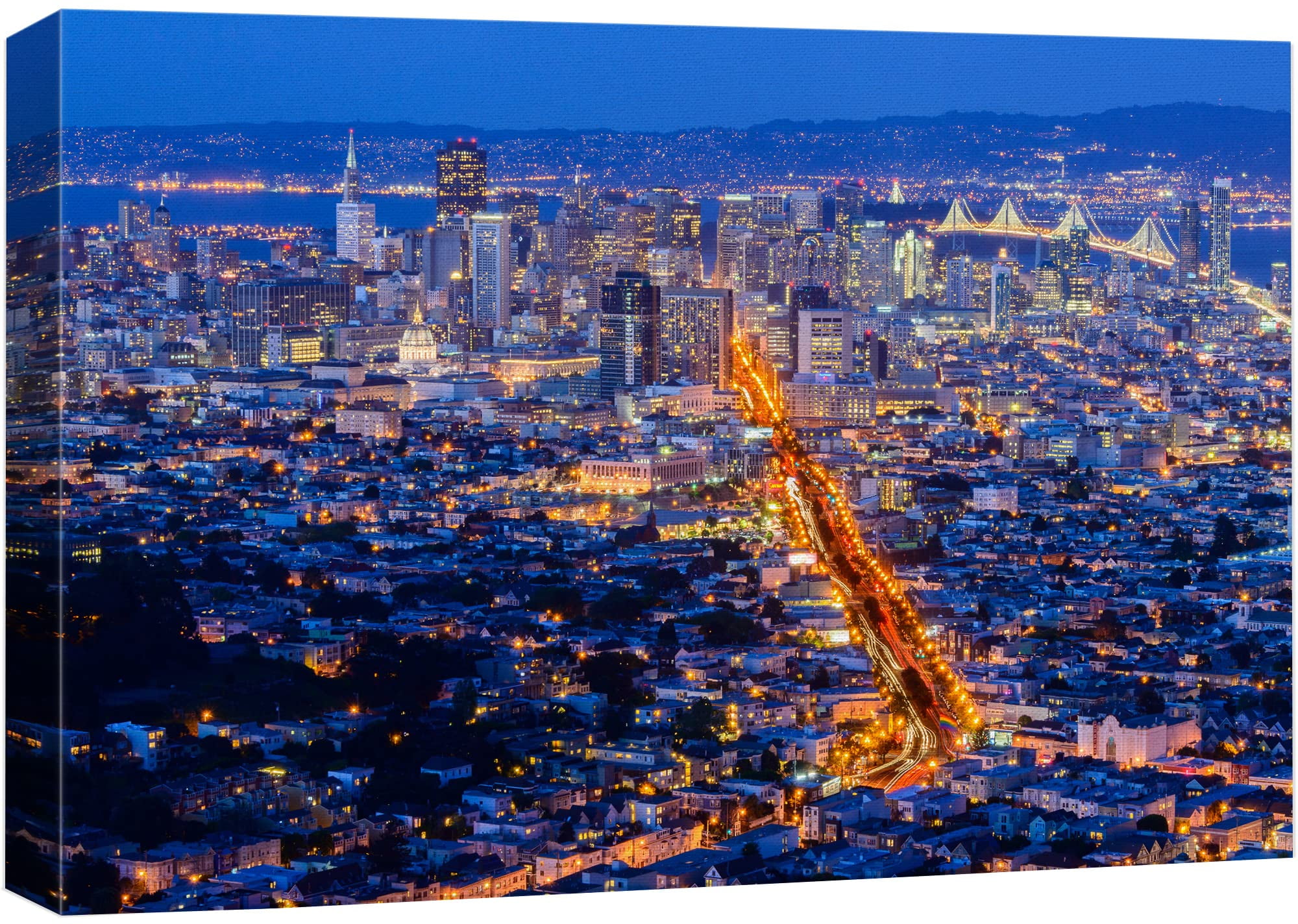 wall26 Canvas Print Wall Art San Francisco Twin Peak Night Skyline