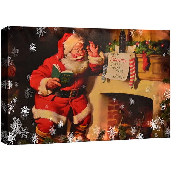 wall26 Canvas Print Wall Art Santa Claus Christmas Tree Fireplace Celebrations & Holidays Decorative Illustration Modern Art Scenic Colorful Warm for Living Room, Bedroom, Office - 12"x18&qu