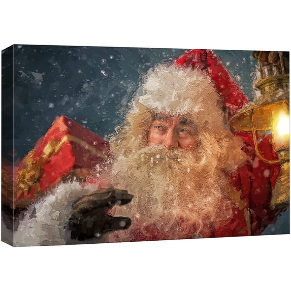 wall26 Canvas Print Wall Art Santa Claus Snow Celebrations & Holidays Decorative Illustrations Modern Art Scenic Colorful Warm for Living Room, Bedroom, Office - 16"x24"