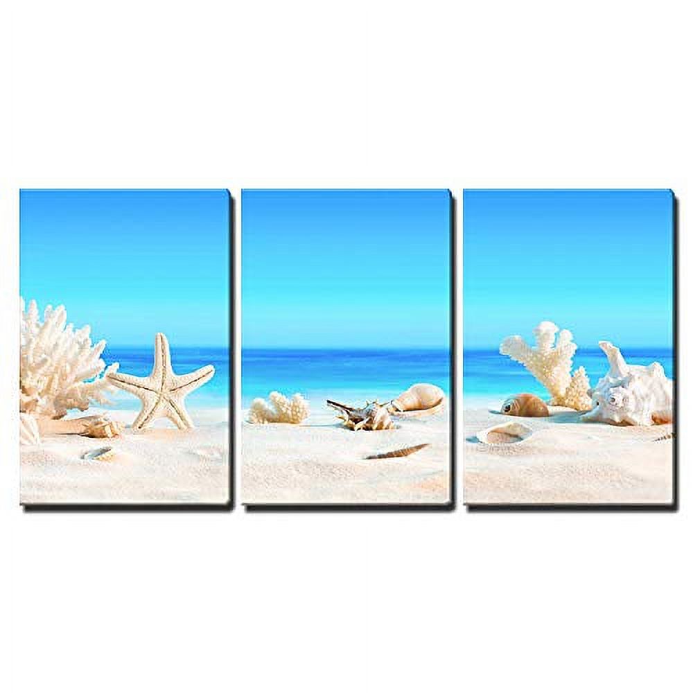 wall26 Canvas Print Wall Art Seashells on Tropical Beach Summer Holiday ...