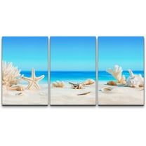 wall26 Canvas Print Wall Art Seashells on Tropical Beach Summer Holiday Nature Wilderness Photography Realism Rustic Scenic Colorful Multicolor for Living Room, Bedroom, Office - 24"x36"x3