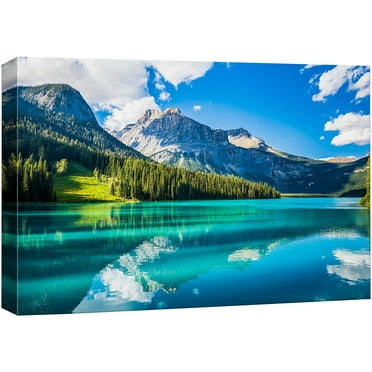 wall26 Canvas Print Wall Art Serene Vibrant Summer Mountain Forest Nature Wilderness Photography Realism Rustic Scenic Landscape Zen Colorful for Living Room, Bedroom, Office - 16x24 inches